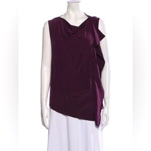 3.1 PHILIP LIM Silk Drape Cowl Neck Asymmetric purple wine sleeveless tank top 2
